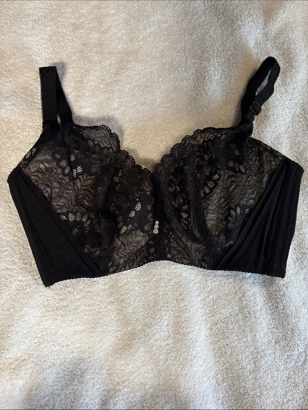 Sheer Lace Unlined Bra - Black